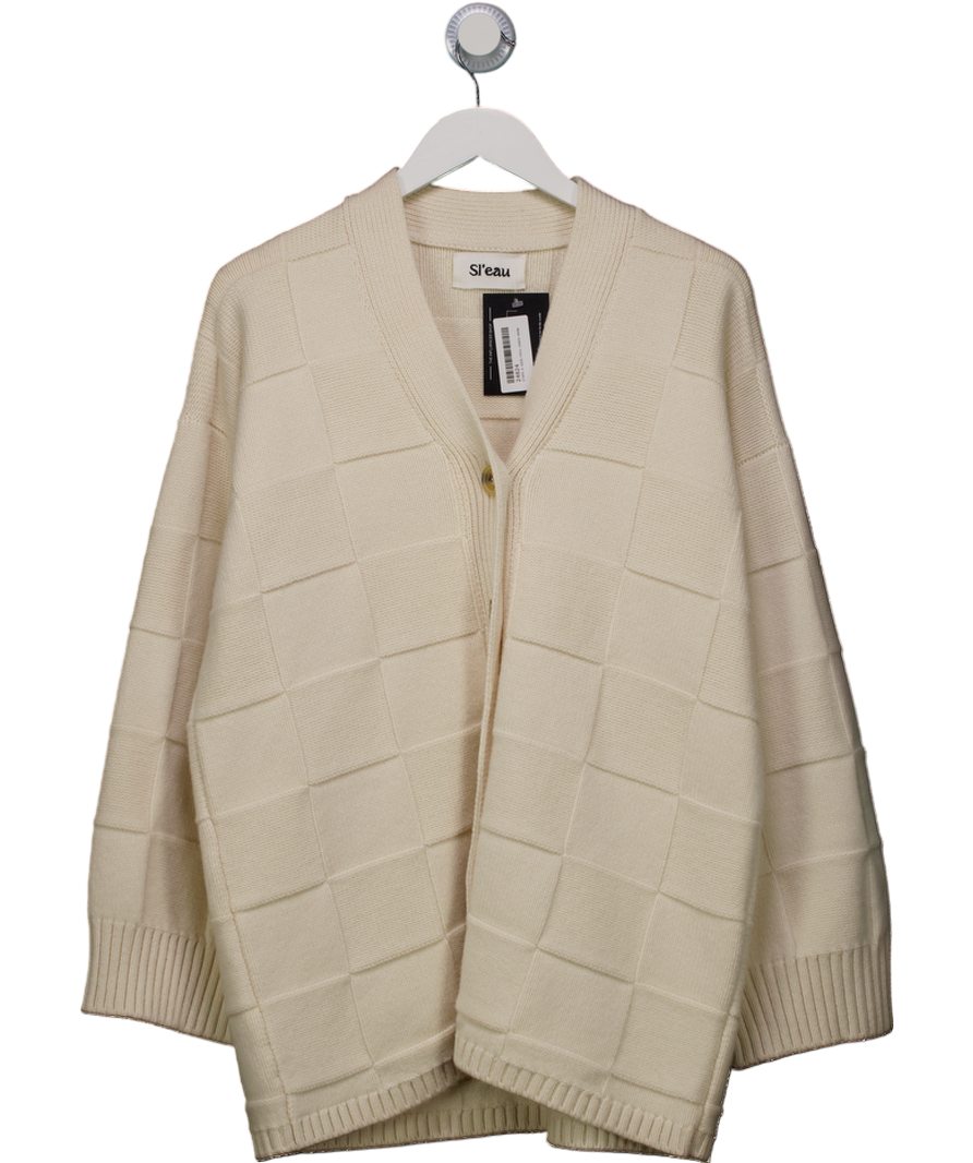 SL'EAU Cream Luxury Merino Wool & Cashmere Blend Oversize Cardigan One Size