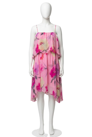 & OTHER STORIES Pink / Multi Floral Layered Ruffle Dress Eu 40 UK 12