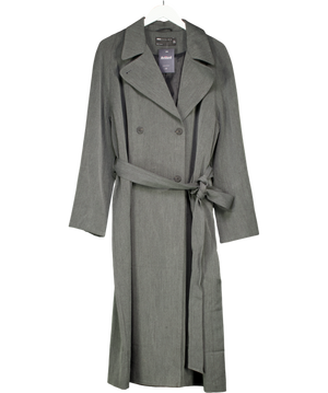 ASOS Grey Longline Trench Coat In Charcoal UK 12