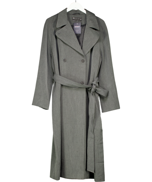 ASOS Grey Longline Trench Coat In Charcoal UK 12