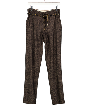 SESSUN Black Wool Herringbone trousers UK 10