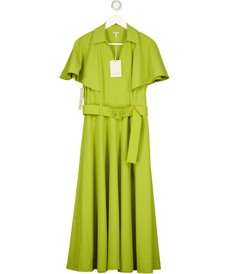 JIGSAW Belted Cap Sleeve Shirt Dress, Green UK 10