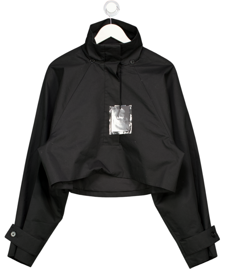 KHY BY KYLIE JENNER Black Cropped Funnel Neck Parka UK XS