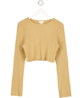 PRETTY LAVISH Brown Knit Cropped Jumper UK L