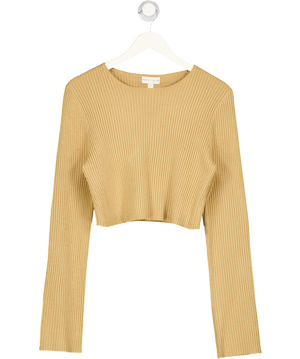 PRETTY LAVISH Brown Knit Cropped Jumper UK L