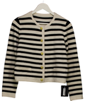 GOELIA Black / White Button Up Woolen Striped Lady Cardigan UK M