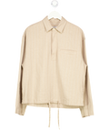 ZARA Beige Pull Over Collared Stripe Shirt UK S