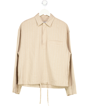 ZARA Beige Pull Over Collared Stripe Shirt UK S