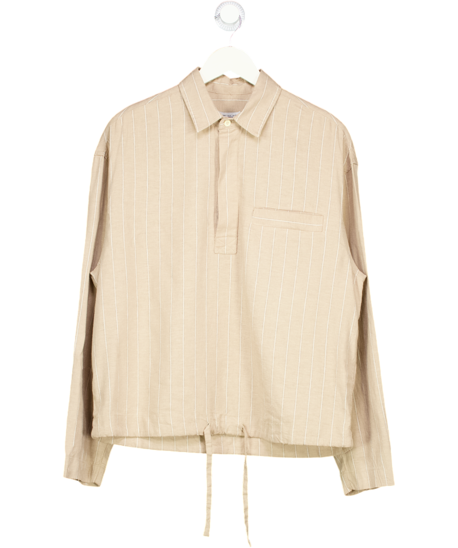 ZARA Beige Pull Over Collared Stripe Shirt UK S