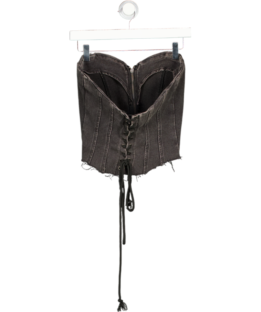 Mars the Label Black Denim Corset Top UK 8