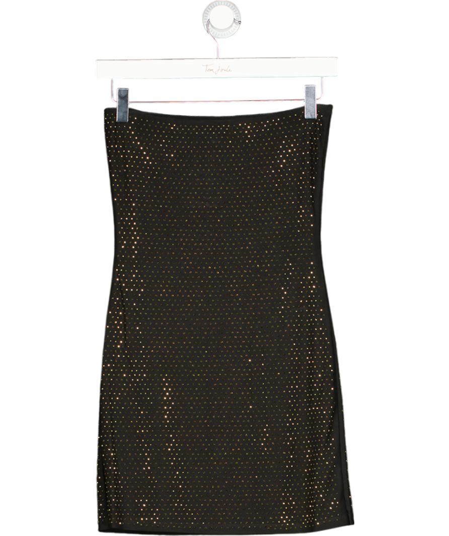 SLA the label Black / Gold Crystal Embellished Strapless Mini Dress UK S