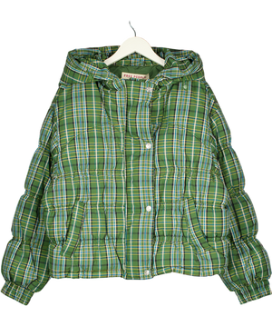 FREE PEOPLE Green Check Party Of One Puffer Jacket UK S