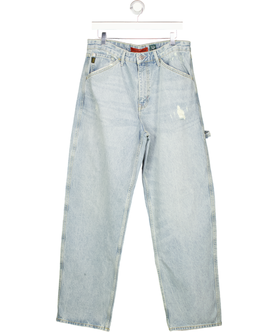 Superdry Blue Organic Cotton Vintage Slim Straight Jeans UK M