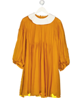 CHLOE Yellow Vintage Silk Chiffon Long Sleeve Dress With Pin-tuck Detail Fr38 UK 10