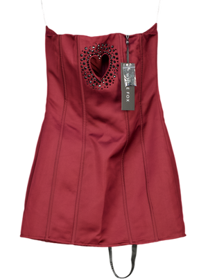 White Fox Red I Love You Embellished Strapless Mini Dress UK S