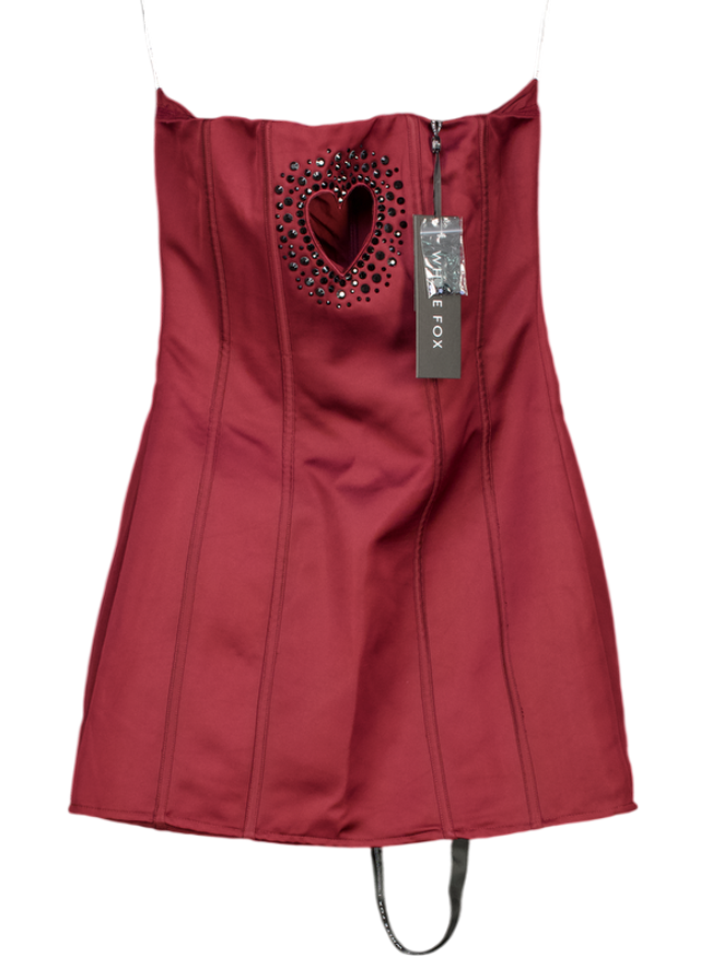 White Fox Red I Love You Embellished Strapless Mini Dress UK S