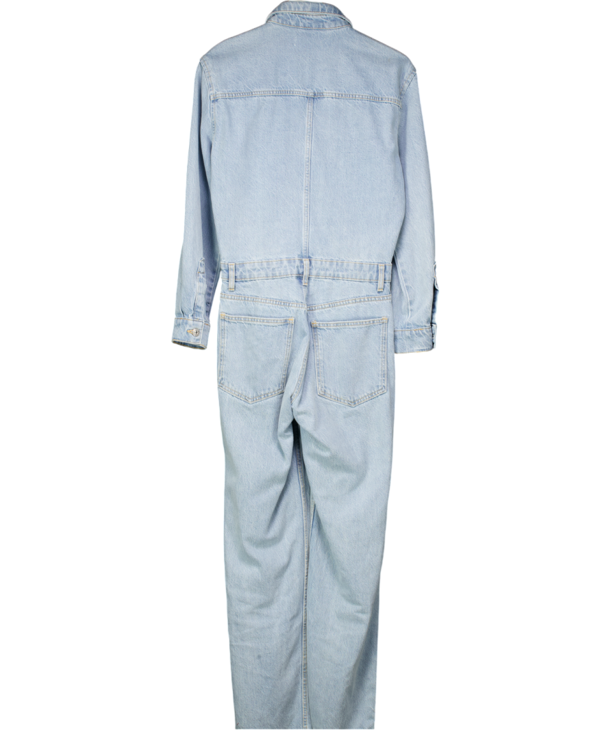MANGO Blue Long Denim Jumpsuit UK S