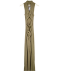 ARIA COVE Khaki Green High Neck Slinky Cut Out Maxi Dress UK 8