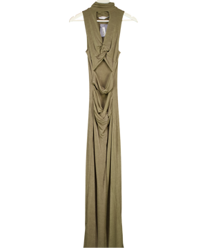 ARIA COVE Khaki Green High Neck Slinky Cut Out Maxi Dress UK 8