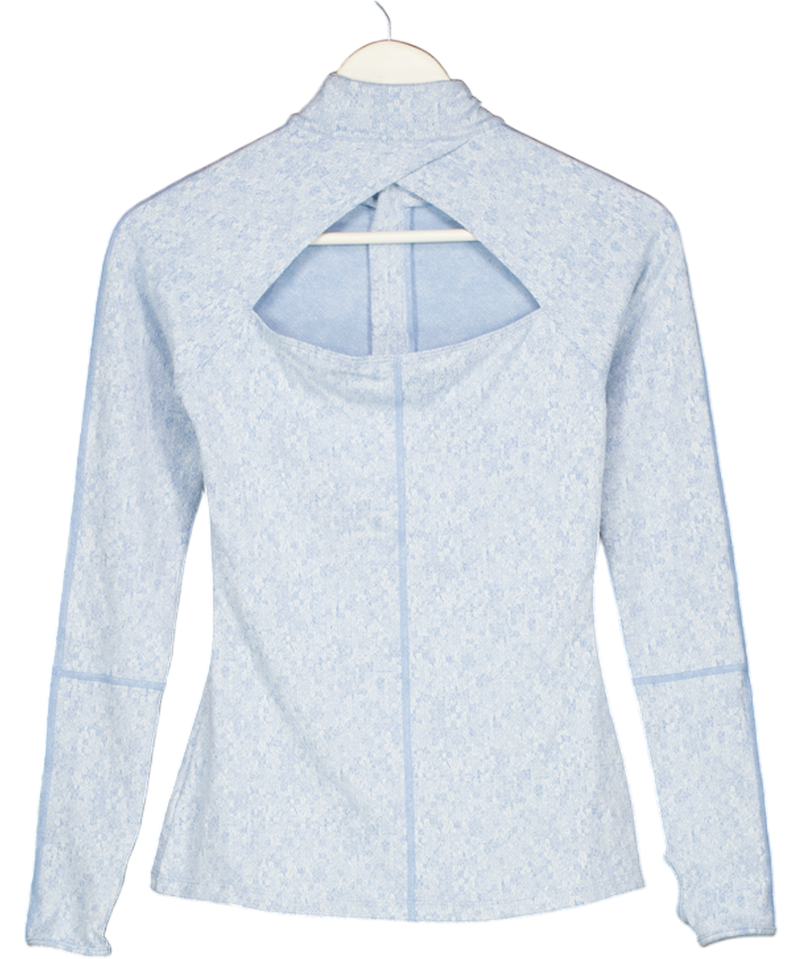 GYMSHARK Blue Fleur Texture 1/2 Zip Pullover UK XS