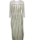PRETTY LAVISH Cream / Black Penny Striped Tie-back Bandeau Dress UK 6