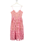 SELF PORTRAIT Pink  Azaelea Floral-embroidered Woven Midi Dress UK 14