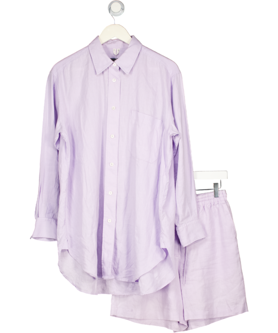 ARKET 2-piece Lilac Purple 100% Linen Shirts & Shorts Set UK 10