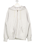 Champion Grey Full Zip Hoodie Sweatshirt Reverse Weave UK L