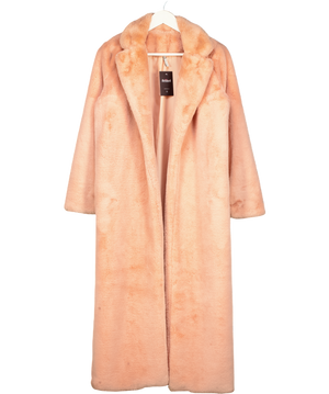 OH POLLY Pink Long Faux Fur Coat UK XS