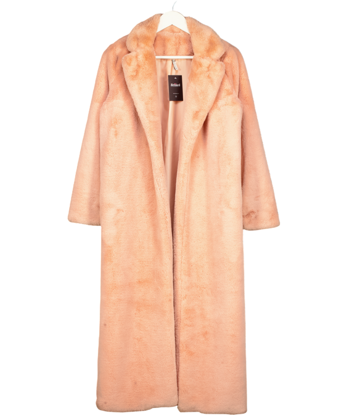 OH POLLY Pink Long Faux Fur Coat UK XS