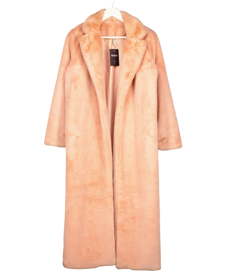 OH POLLY Pink Long Faux Fur Coat UK XS