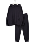REISS 2-piece Cody Cotton Blend Crew Neck Hoodie & Wide Leg Jogger Set In Dark Navy Blue UK M/L