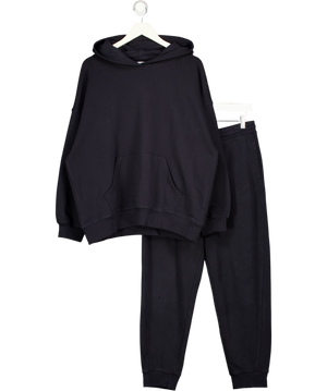 REISS 2-piece Cody Cotton Blend Crew Neck Hoodie & Wide Leg Jogger Set In Dark Navy Blue UK M/L