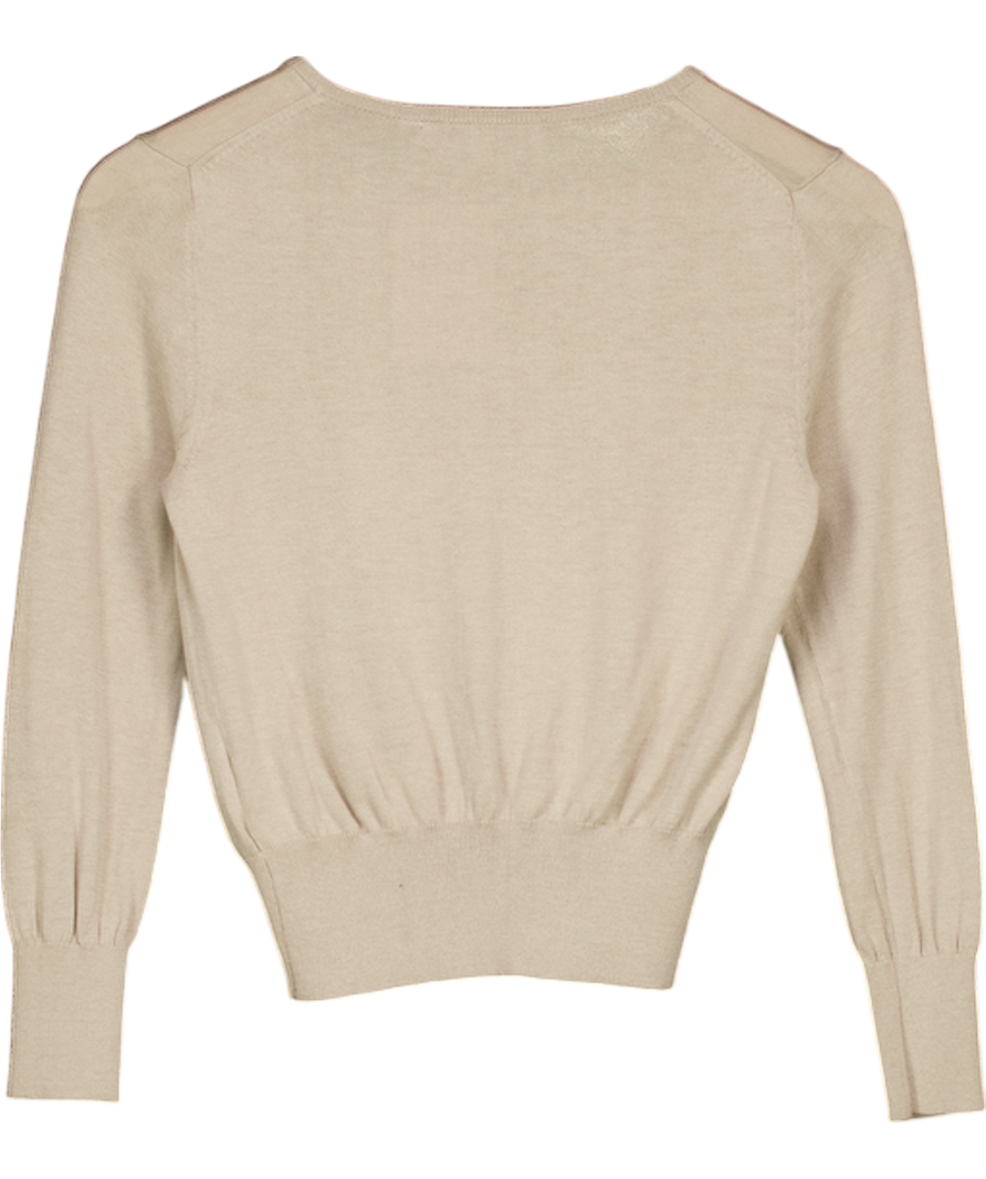 LK  BENNETT Beige Silk-cotton Cardigan UK XS