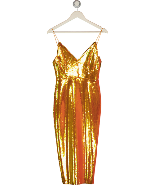 ALEX PERRY Orange Addilyn Sequined Crepe Midi Dress UK 8