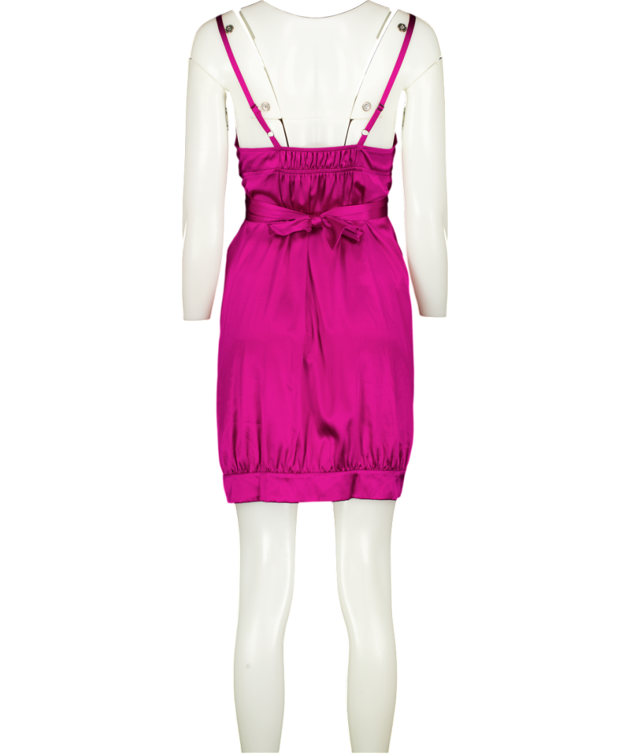 REBECCA TAYLOR Stretch Silk Satin Magenta Pink Mini Dress Us 8 UK 12