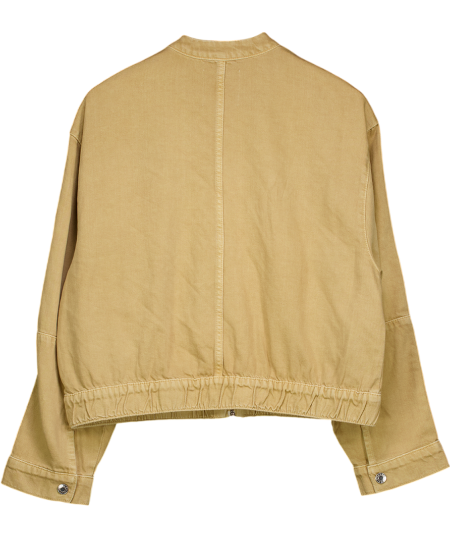 MANGO Beige Denim Bomber Jacket UK XL