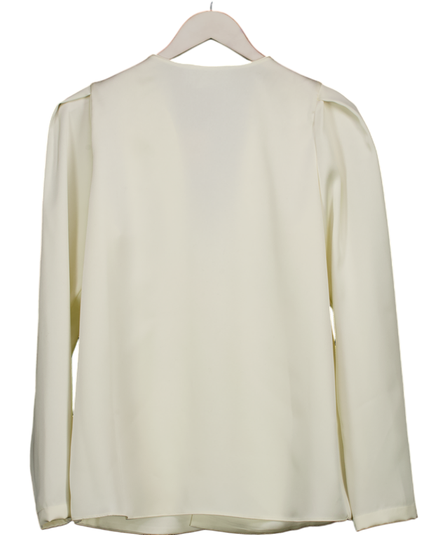 More of You Cream Satin Gathered Shoulder Long Sleeve Blouse UK XS/S
