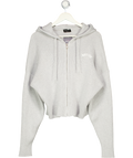 WHITE FOX Grey Embroidered Logo Zip Cardigan With Hood UK M/L