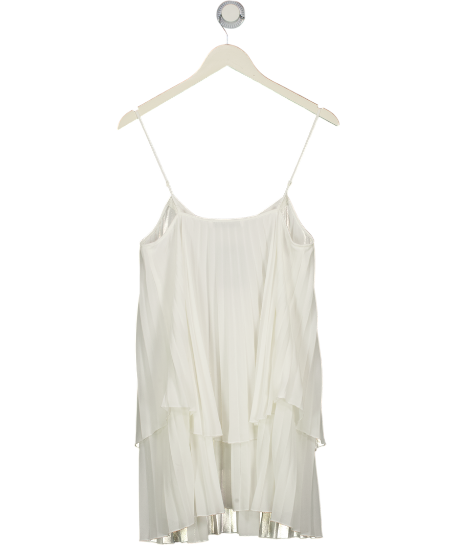 ZARA White Pleated Tiered Mini Dress UK XXS