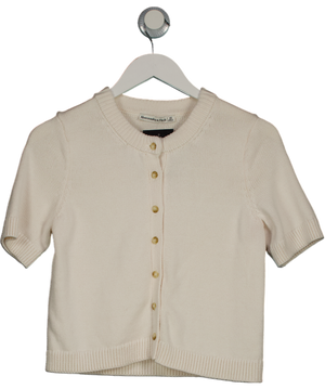 Abercrombie & Fitch Cream Short-sleeve Crew Cardigan UK XS