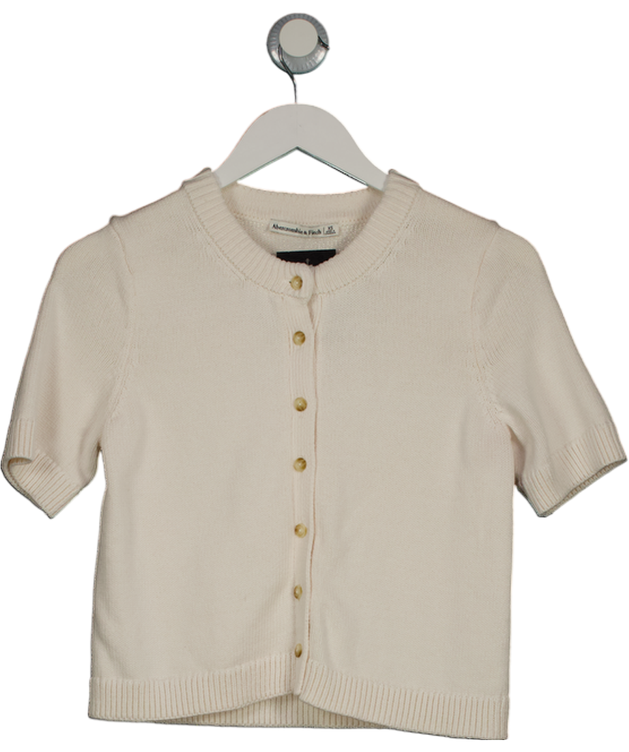 Abercrombie & Fitch Cream Short-sleeve Crew Cardigan UK XS