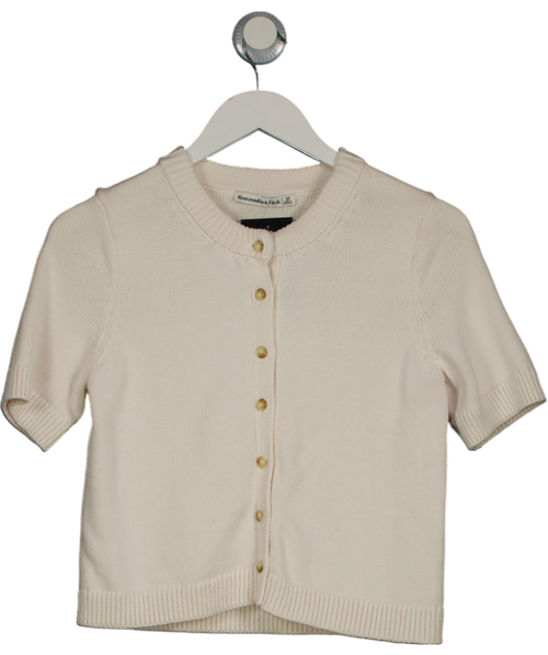 Abercrombie & Fitch Cream Short-sleeve Crew Cardigan UK XS