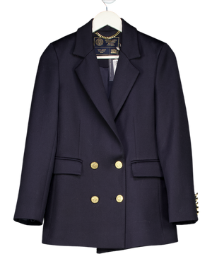 Holland Cooper Navy Blue Wool Doubles Breasted Blazer. UK 8