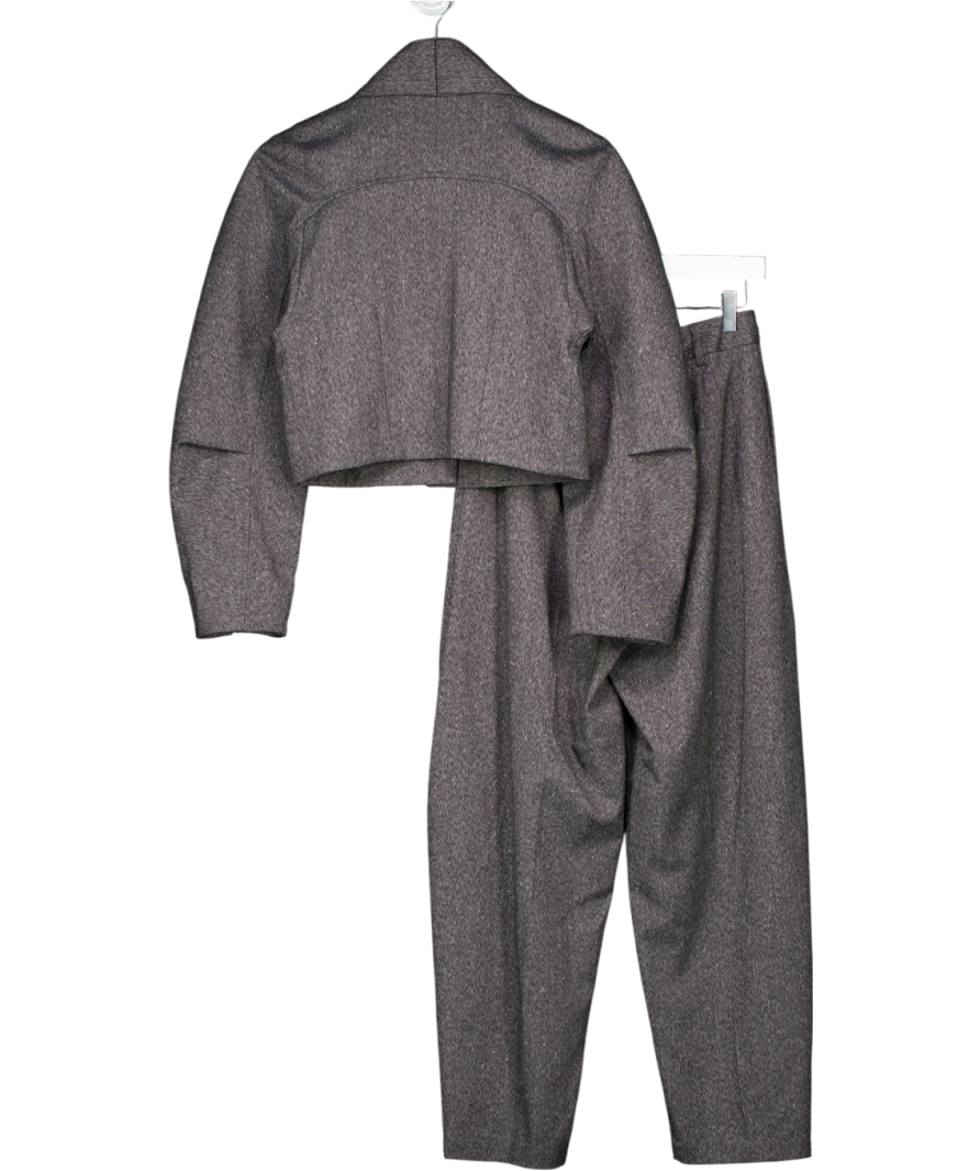 River Island Grey Long Sleeve Tie Neck Jacket & Tapered Trousers UK 6