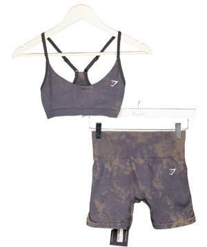 gymshark Blue Washed Shorts With Washed Sports Bra UK XS