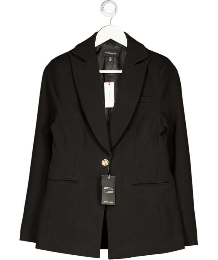 Karen Millen Black Compact Stretch Essential Tailored Single Breasted Blazer UK 8