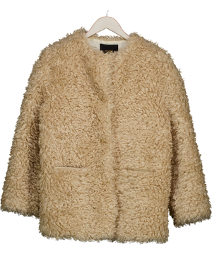 Maje Beige Natural Faux Shearling Coat Fr36 UK 8