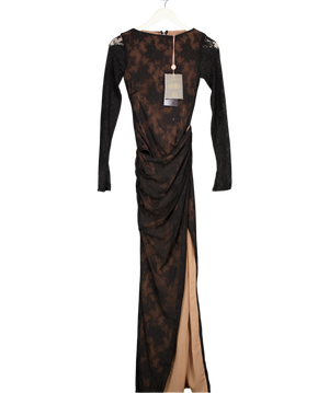 House of CB Sapphira Black Lace Asymmetric Maxi Dress - Limited Edition UK XS