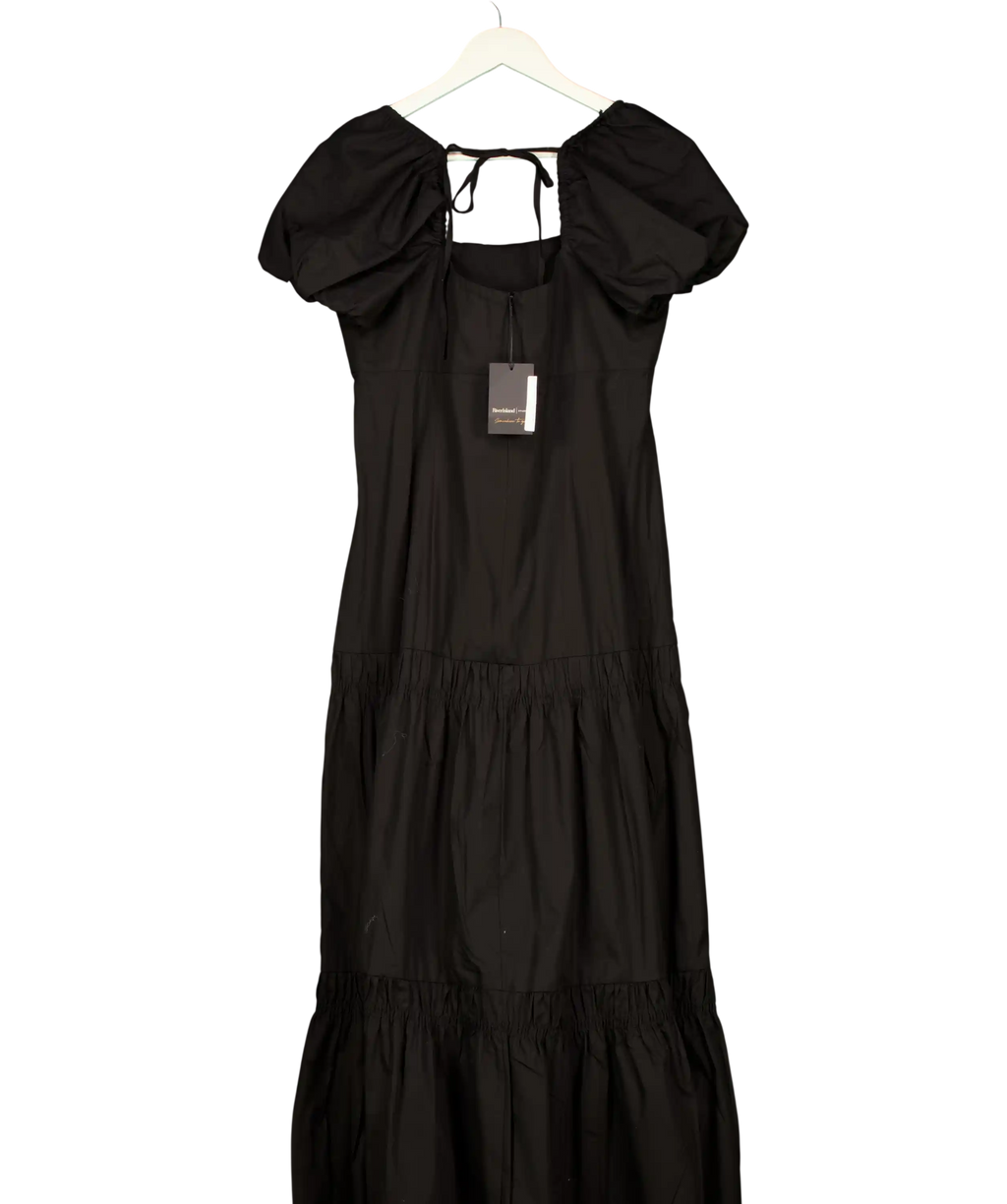 River Island Puff Sleeve Tea Midi Dress - Black UK 12